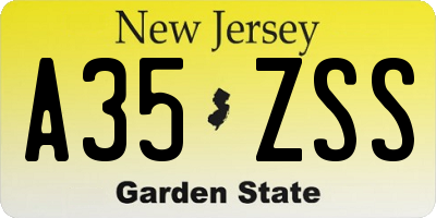 NJ license plate A35ZSS