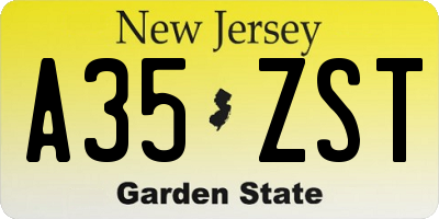 NJ license plate A35ZST