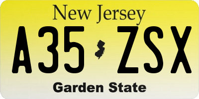 NJ license plate A35ZSX