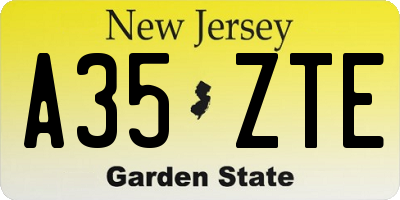 NJ license plate A35ZTE