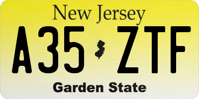 NJ license plate A35ZTF