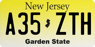 NJ license plate A35ZTH