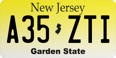 NJ license plate A35ZTI