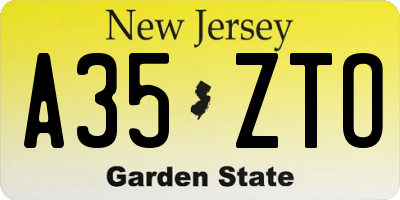 NJ license plate A35ZTO
