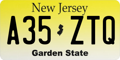 NJ license plate A35ZTQ