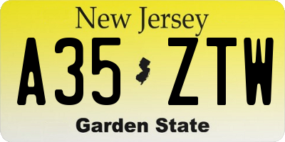 NJ license plate A35ZTW