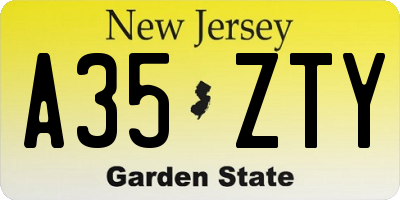 NJ license plate A35ZTY