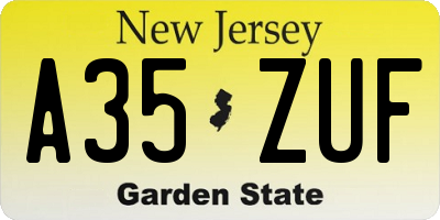 NJ license plate A35ZUF