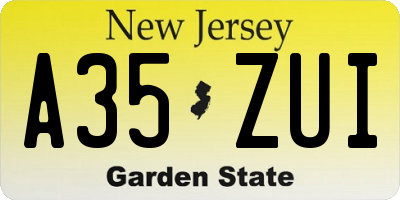 NJ license plate A35ZUI