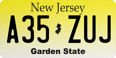 NJ license plate A35ZUJ