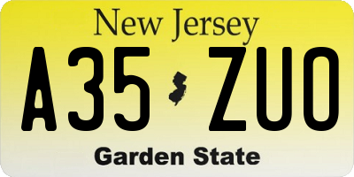 NJ license plate A35ZUO