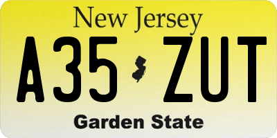 NJ license plate A35ZUT