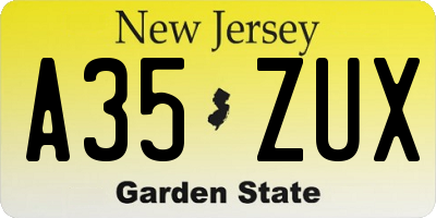 NJ license plate A35ZUX