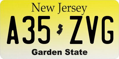 NJ license plate A35ZVG