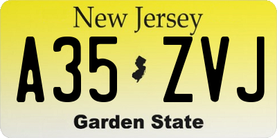 NJ license plate A35ZVJ