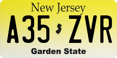 NJ license plate A35ZVR