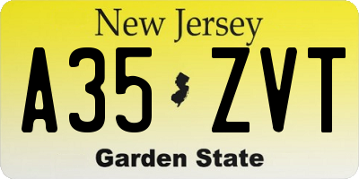 NJ license plate A35ZVT