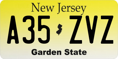 NJ license plate A35ZVZ
