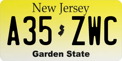 NJ license plate A35ZWC