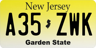 NJ license plate A35ZWK