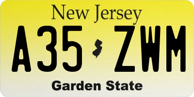 NJ license plate A35ZWM