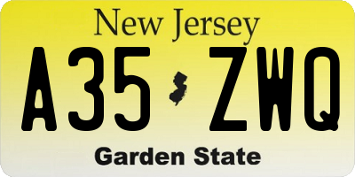NJ license plate A35ZWQ