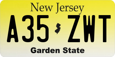 NJ license plate A35ZWT