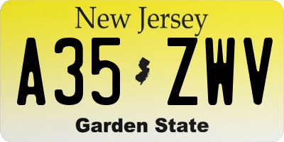 NJ license plate A35ZWV