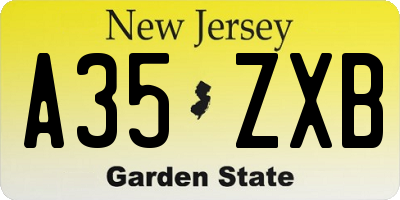 NJ license plate A35ZXB