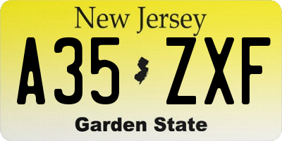 NJ license plate A35ZXF