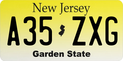 NJ license plate A35ZXG