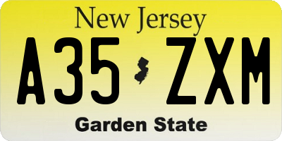 NJ license plate A35ZXM
