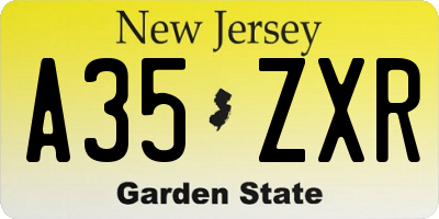 NJ license plate A35ZXR