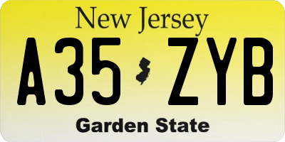 NJ license plate A35ZYB