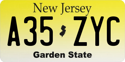 NJ license plate A35ZYC