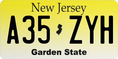 NJ license plate A35ZYH