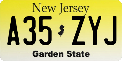 NJ license plate A35ZYJ