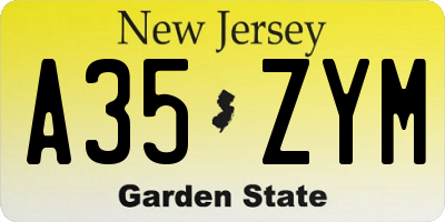NJ license plate A35ZYM
