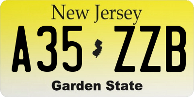 NJ license plate A35ZZB