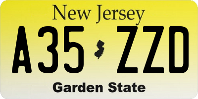NJ license plate A35ZZD
