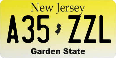 NJ license plate A35ZZL