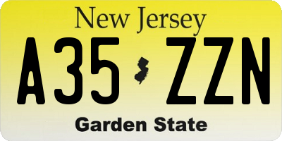 NJ license plate A35ZZN
