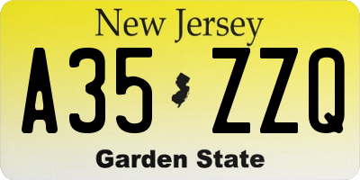 NJ license plate A35ZZQ