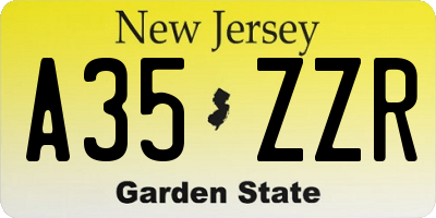 NJ license plate A35ZZR