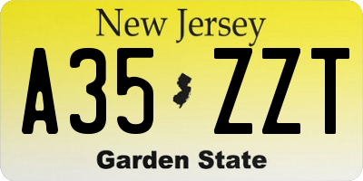 NJ license plate A35ZZT