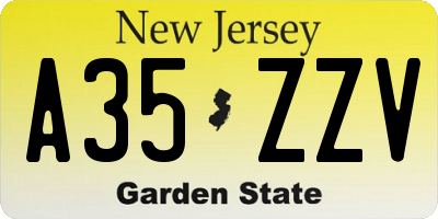 NJ license plate A35ZZV