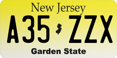 NJ license plate A35ZZX
