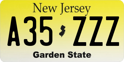 NJ license plate A35ZZZ