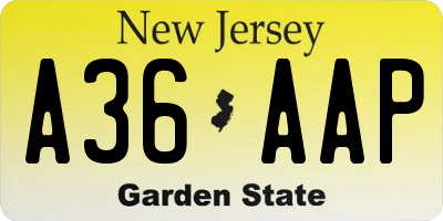 NJ license plate A36AAP