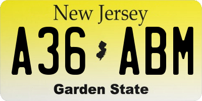 NJ license plate A36ABM